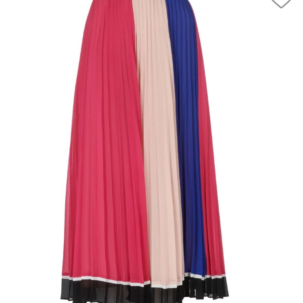 Self-Portrait Fuchsia Pleated Midi Skirt